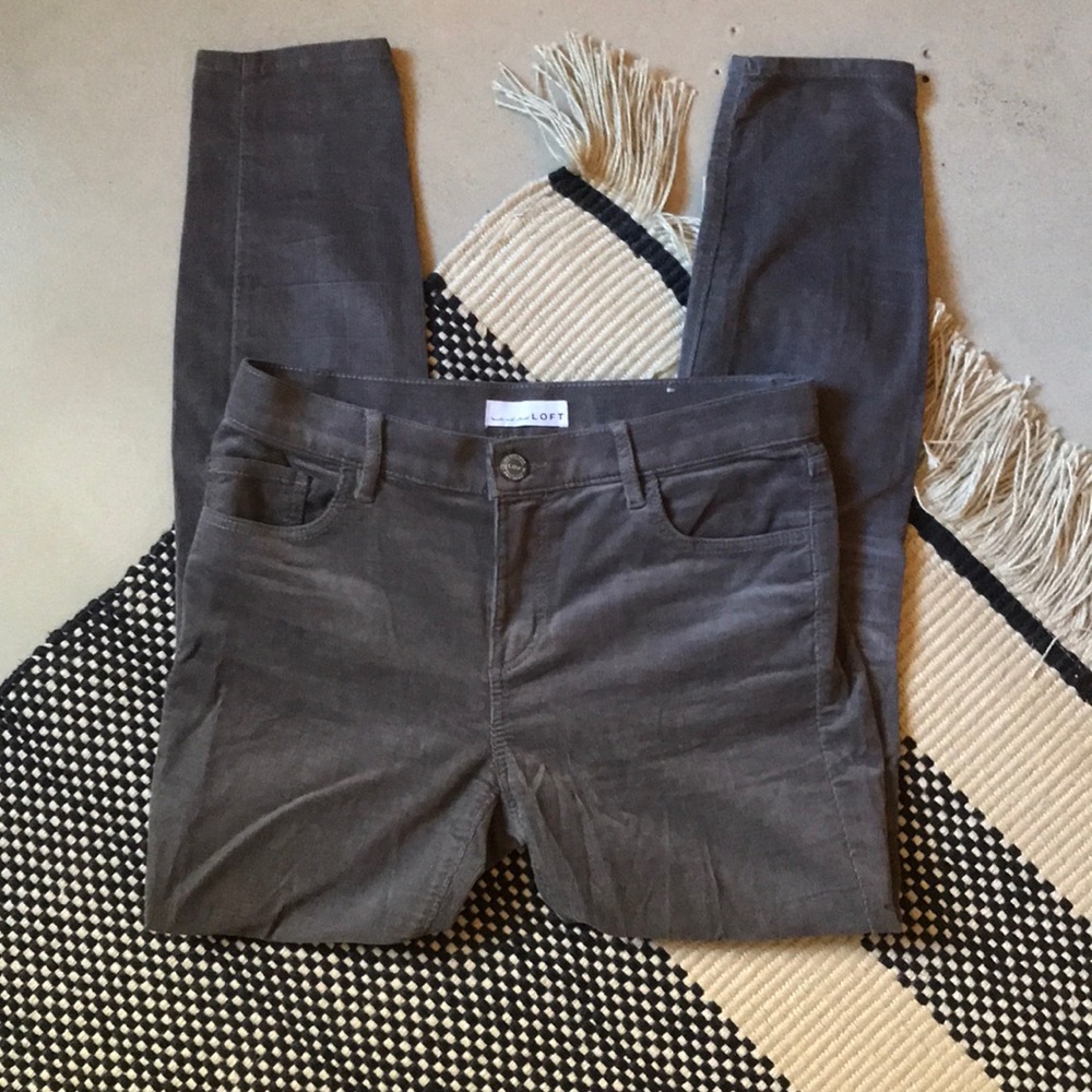 LOFT Modern Skinny, Gray Corduroys